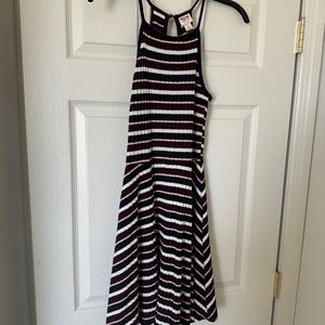 Mossimo Sleeveless Striped Black Burgundy White Dress